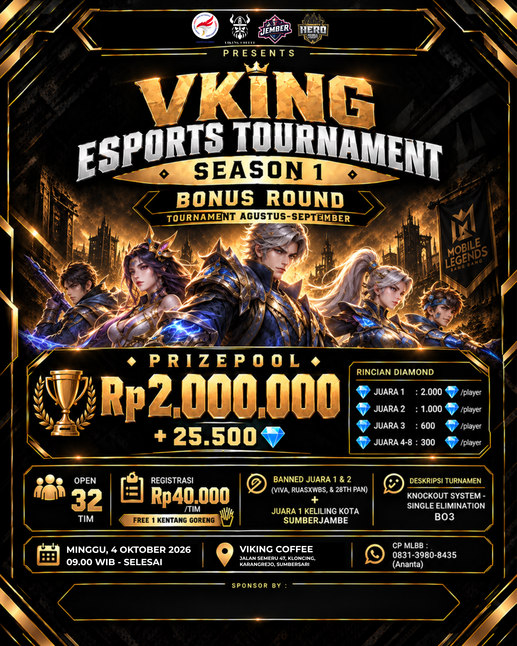 Brosur VKING ESPORTS TOURNAMENT SEASON 1 - BONUS TOURNAMENT AGUSTUS-SEPTEMBER